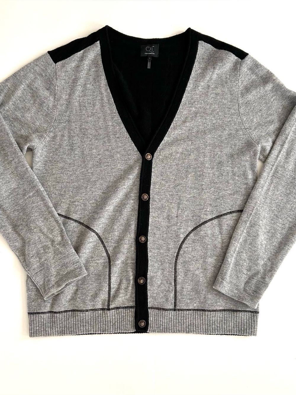 Qi Cashmere V-Neck Button Up Lightweight Cardigan Sweater - Size L - Mens